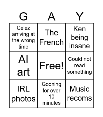 Cookie Bingo Card