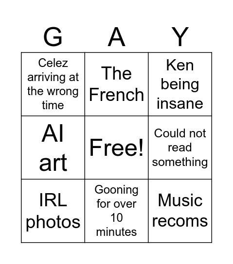 Cookie Bingo Card
