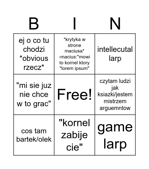 Macius Bingo Card