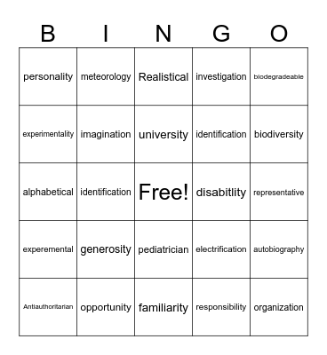 Untitled Bingo Card