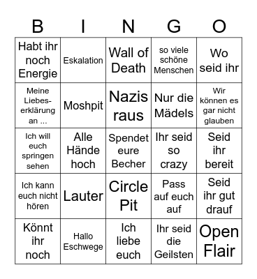 Open Flair Bingo Card