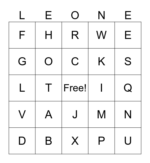 LEONE FAMILY BINGO Card
