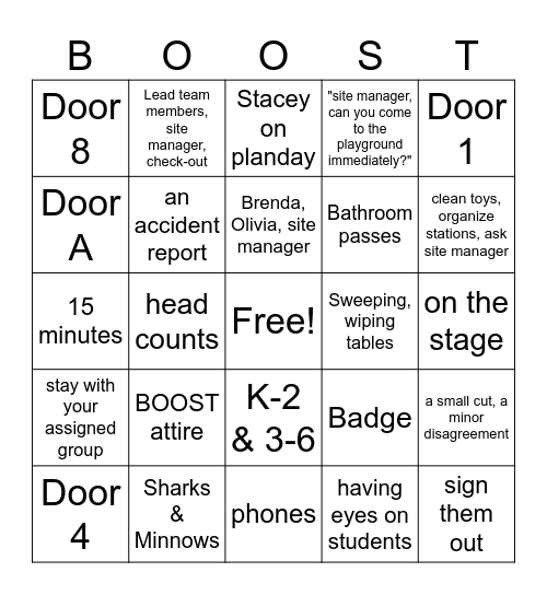 BOOST Trivia Bingo Card
