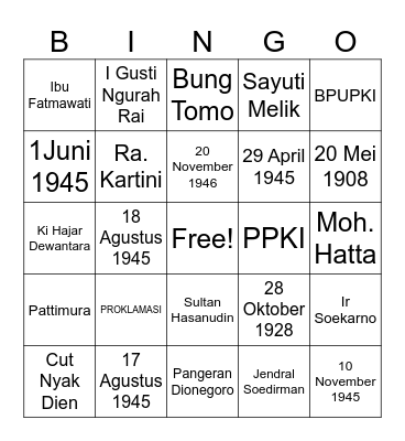 KEMERDEKAAN RI Bingo Card