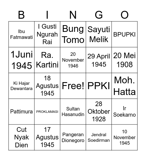 KEMERDEKAAN RI Bingo Card