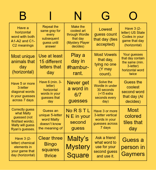 WORDLE BINGO 3.0 Bingo Card