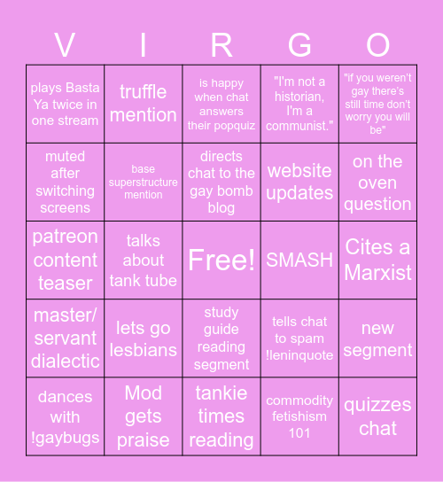 Gay Bingo Squad Bingo Card