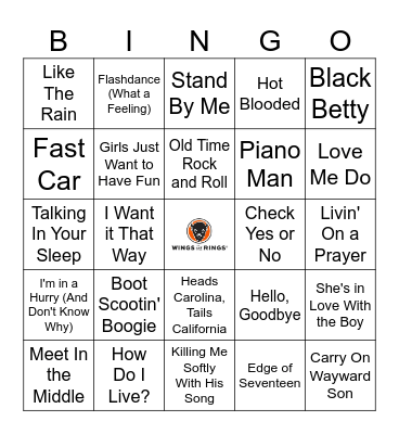 Pre-2000s Songs Bingo Card