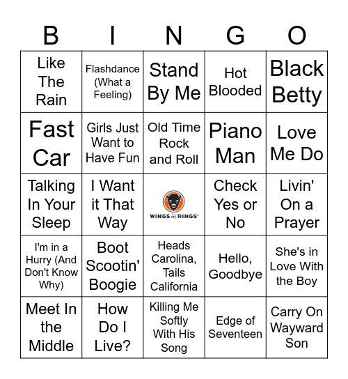Pre-2000s Songs Bingo Card