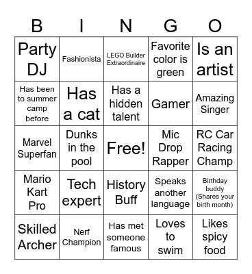 Human Bingo Card
