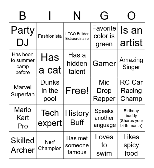 Human Bingo Card