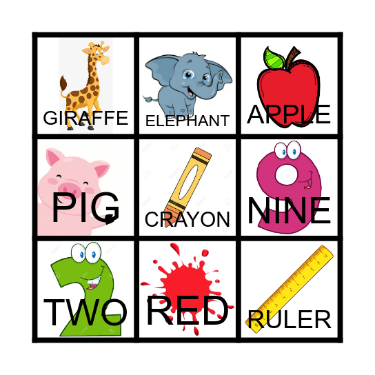 KIDS 1 Bingo Card