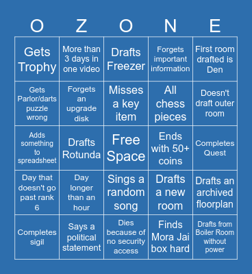 Ozone Blue Prince Bingo Card