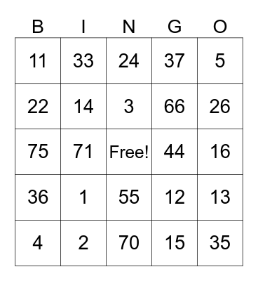Untitled Bingo Card
