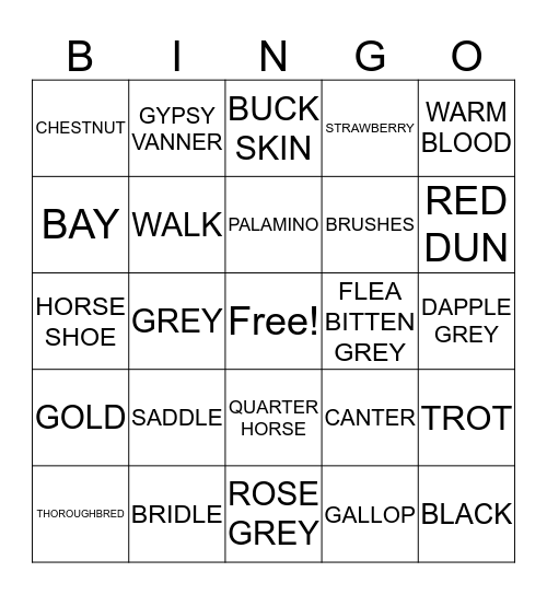 EQUINE BINGO Card