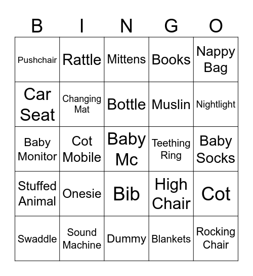 Baby Bingo Card