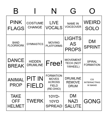 DCI NIGHTBEAT Bingo Card