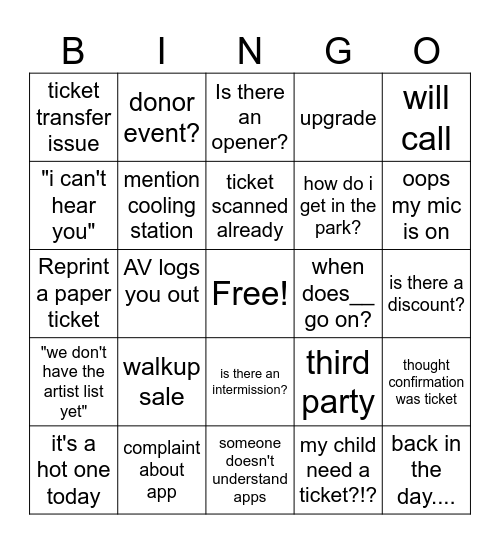 Windows Bingo Card