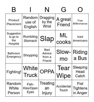 K-Drama Bingo Card