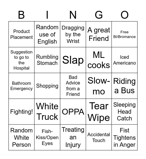 K-Drama Bingo Card