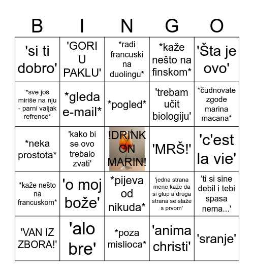 Macanove radnje Bingo Card
