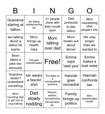 Family bingo Card