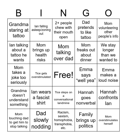 Family bingo Card