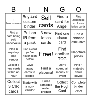 CollectX card show Bingo Card