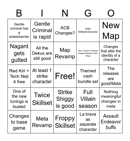 MHUR Season 18 Bingo Card
