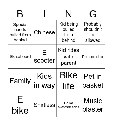Bike path Bingo Card