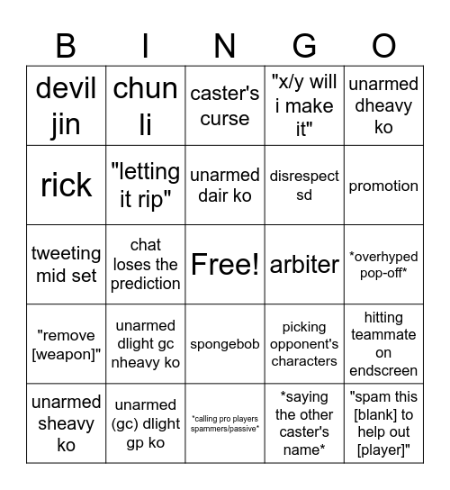 2026 na summers 2v2 Bingo Card