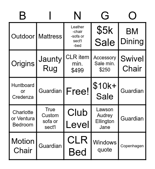 July Bingo Card