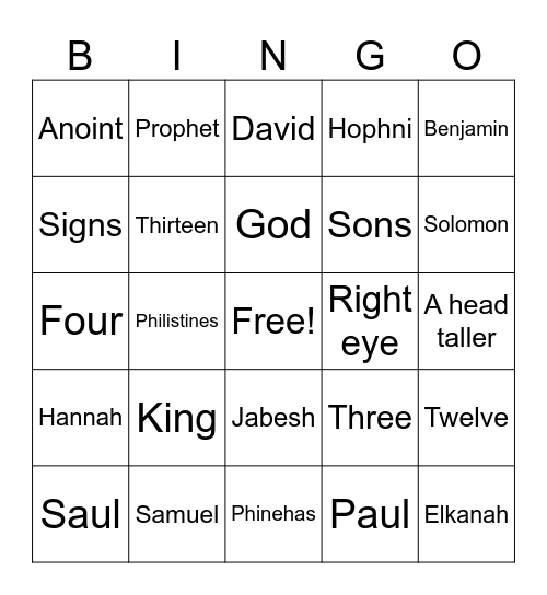 Samuel Part Three Bingo Card