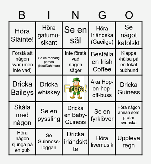Dublin Bingo Card