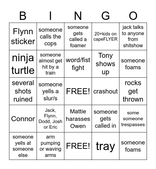 Cape Cod Railfan day Bingo Card