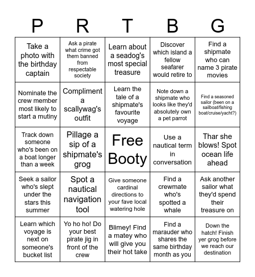 Plunder and Party Bingo Card