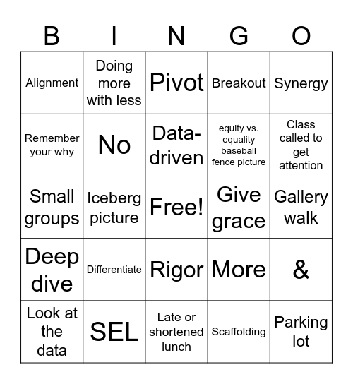 PD Bingo Card