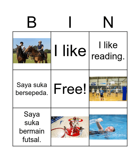 Olahraga dan hobi Bingo Card