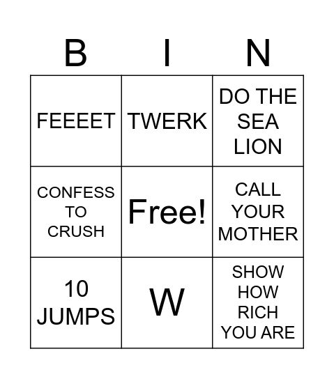 WIN 10$ Bingo Card