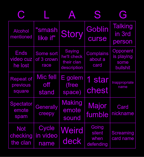 Ken bingo Card
