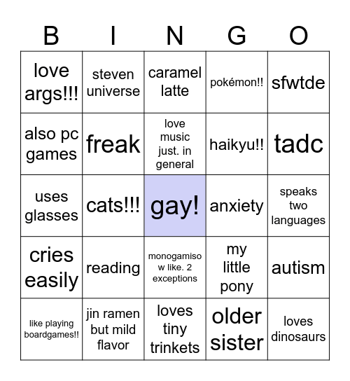 bunny’s bingo Card
