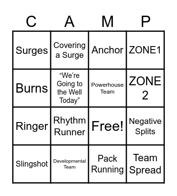 CAMP BINGO! Bingo Card