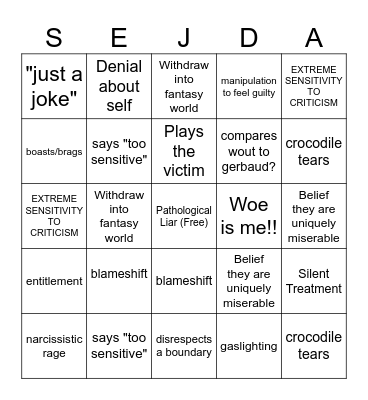 Sejingo Bingo Card