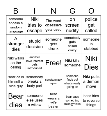 Obsessive Bingo Card