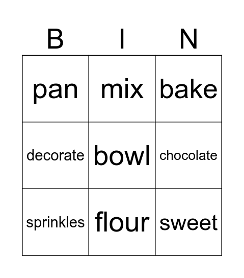 Make a Cupcake! Bingo Card