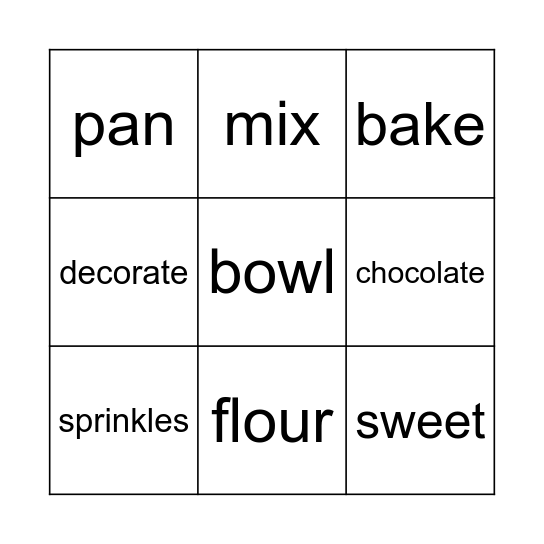 Make a Cupcake! Bingo Card