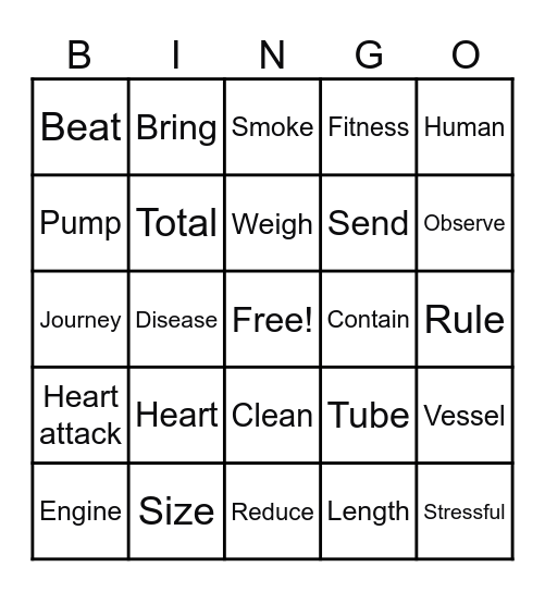 The human Pump Bingo Card