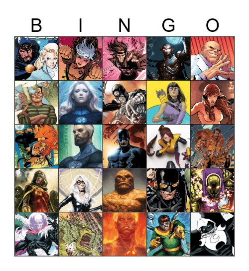 Marvel Tokon Wishlist Bingo Card