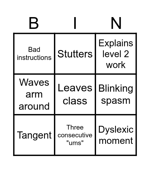 Redgrave Bingo Card