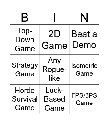 Roguelike Bingo Card
